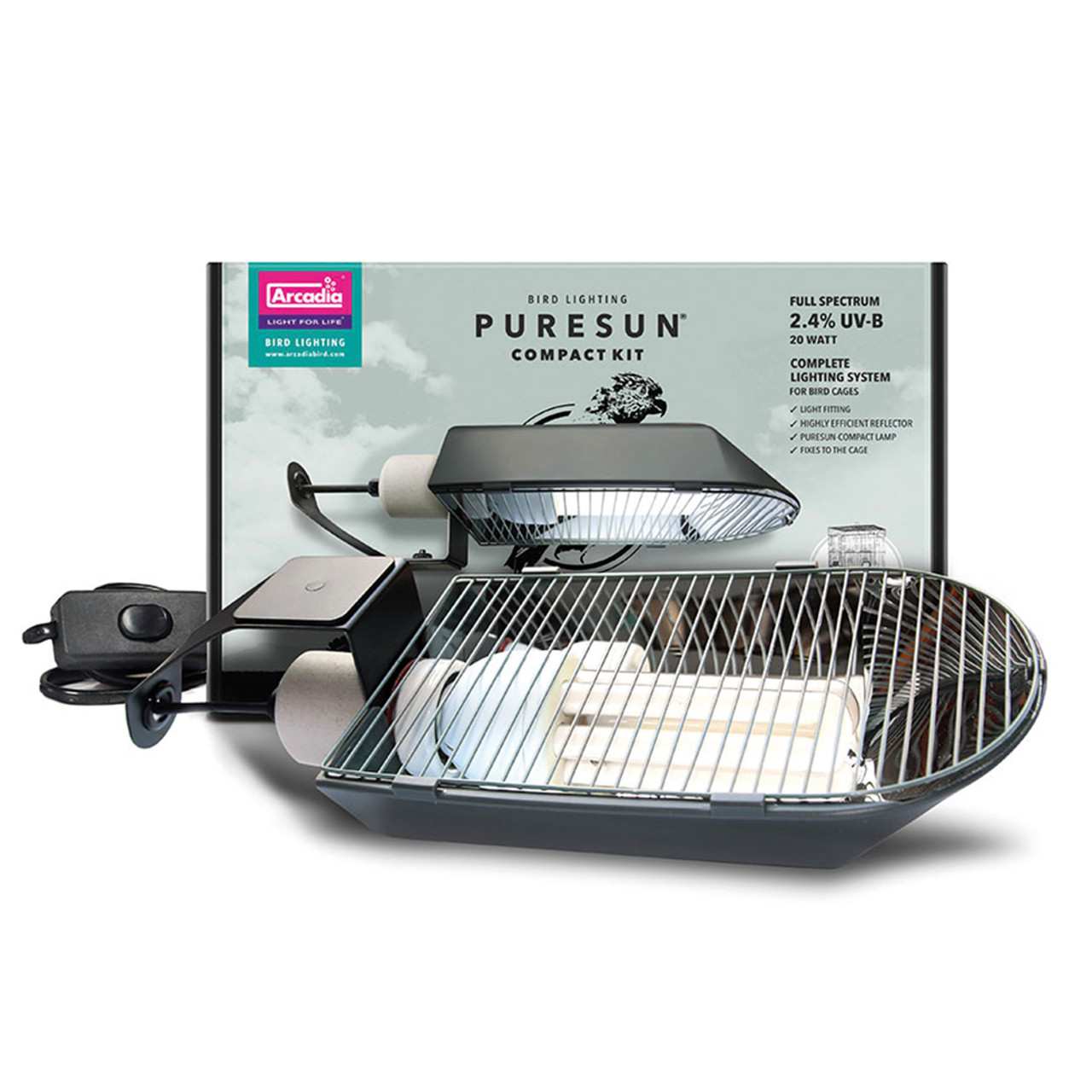 Arcadia PureSun Compact Bird Lighting Kit (with 20w lamp)