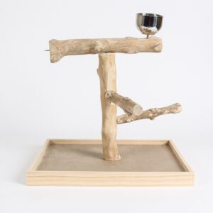 Coffee Wood Table Top Parrot Stand Medium
